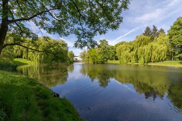 Spring version of Widzewski Park in Łódź, Poland.