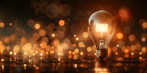 A glowing light bulb symbolizing inspiration for reading learning and innovation. Concept Reading Inspiration, Learning Innovation, Glowing Light Bulb, Creative Ideas, Knowledge Enlightenment