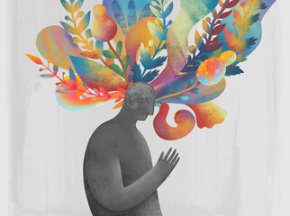 Colorful Creative Thoughts Bursting From Mind