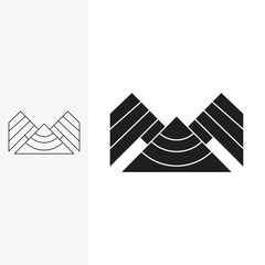 winged mountain logo, visualized simply and elegantly, Line art style and silhouette stylish.