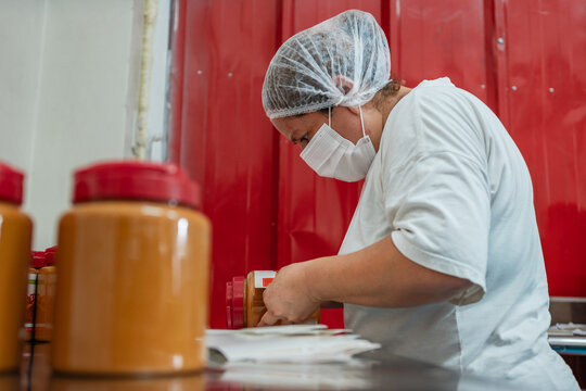 Woman Tagging Food Products