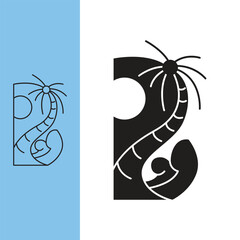 Coconut trees on the beautiful beach, Line art style and silhouette stylish.