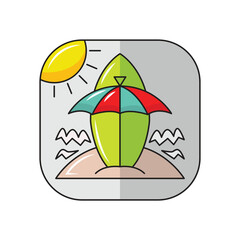 surfboard on the beach, logo design simple modern. solid color style,