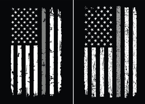 USA flag with a thin gray or silver, a sign to honor and respect American correctional officers