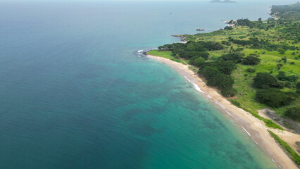 Aerial view from the governor beach at Sao Tome.