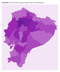 Ecuador plain country map. High Details. Solid Regions style. Shape of Ecuador. Vector illustration.
