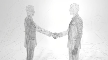 Low poly wireframe Handshake of business partners. Concept of Deal, Partnership, Teamwork, Connection. Vector illustration --ar 16:9 Job ID: ba9c670c-7898-470d-b9cd-9b8c1676dfec