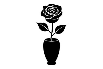 Rose flower with tub vector silhouette illustration