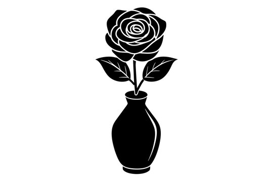 recommend clip art: Rose flower with tub vector silhouette illustration