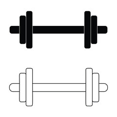 Dumbbell icons set. Symbol of strength or training. An attribute of sport, achievement, or athlete. Vector illustration. Eps file 7.