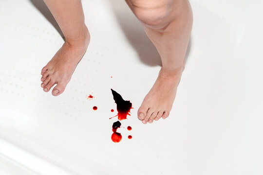 Menstruation blood in the bathtub