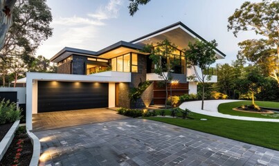 Modern exterior with driveway and a double storey