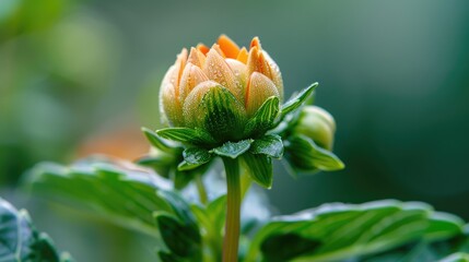 Close up image of a dahlia plant in early stages of growth