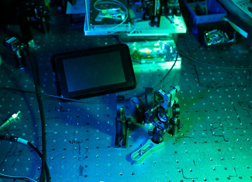 Close Up Of Fiber Lasers Laboratory Equipment
