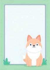 Blank-white note page paper with a very thin (close to the paper edge) adorable dogs friendship theme border, shades of strong white tones. Cartoon-comic style 