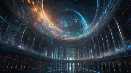 In a dazzling display of mythopoeic imagination, behold a wondrous creation of immaculate nanotechnology: a shimmering construct of ethereal circuitry and crystalline structures