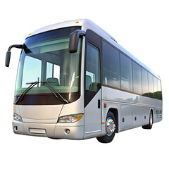 Close-up of a passenger bus isolated on a transparent background.