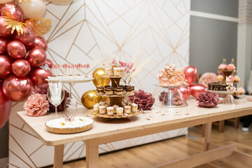 Sweet table at party room.