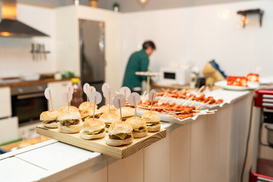 Catering food served on trays.