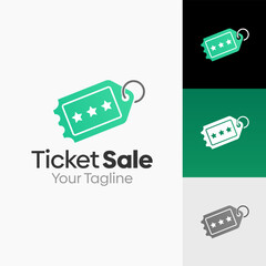 Illustration Vector Graphic Logo of Ticket Sale. Merging Concepts of a Coupon Tag and Ticket Shape. Good for business, startup, company logo