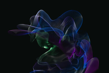 Abstract black background with blue and purple smoke