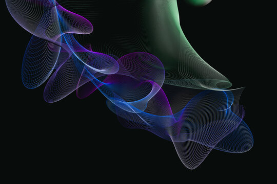 Abstract black background with blue and purple smoke