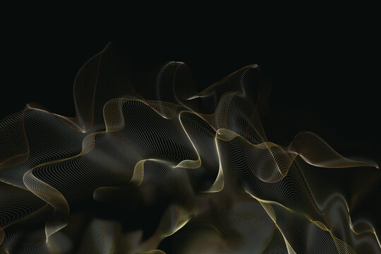 Black and gold wavy lines background