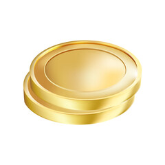Vector golden coin without sign. Simple design. Isolated on a white background. Gold money.