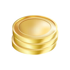 Vector golden coin without sign. Simple design. Isolated on a white background. Gold money.