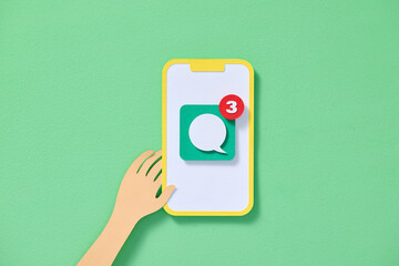 Paper cut style of chatting concept on smartphone.