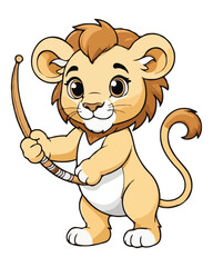 Fototapeta premium a cute lion cub holding a bow and arrow in a playful stance