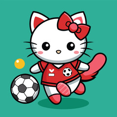 Cats are playing ball with a simple cartoon style and mascot concept