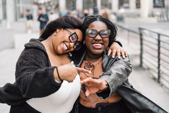 Happy women laughing together