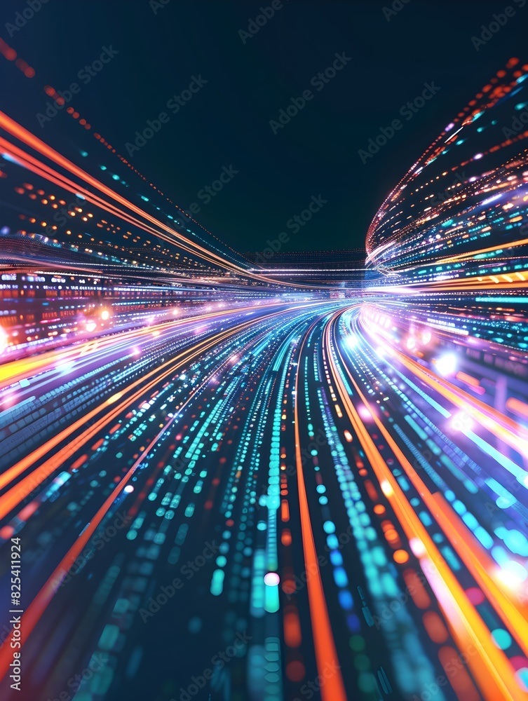 Wall mural abstract technology background of high speed global data transfer, ultra fast broadband and connecti