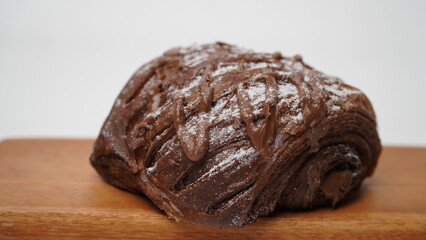 Croissant choco filling isolated on a white background