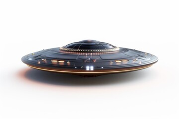 Detailed Model of Flying Saucer on White Background