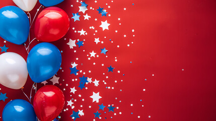 Balloons and stars on red isolated background