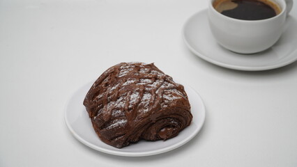 Croissant choco filling isolated on a white background