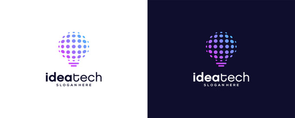 Smart bulb tech logo icon design, vector illustration