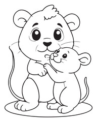 Cute Lion Coloring Pages for kids, Lion cartoon vector, Lion illustration, black and white color.