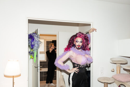 Portrait Of A Drag Queen Artist At Home.