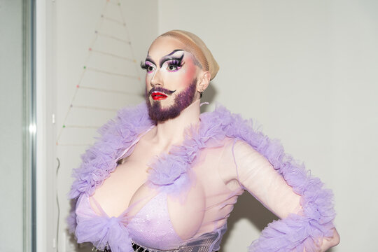 Portrait Of A Drag Queen Artist At Home.