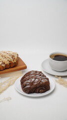 Croissant choco filling isolated on a white background