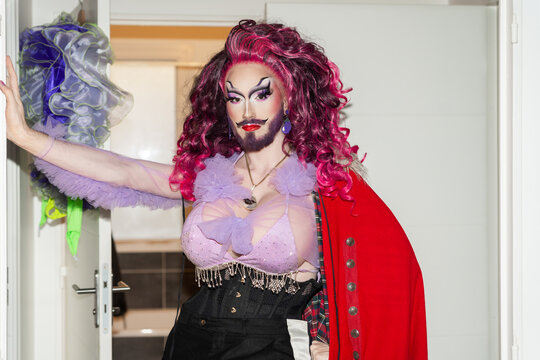 Portrait Of A Drag Queen Artist At Home.