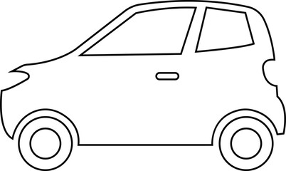 Car icon. The car style vector. Side view black line isolated on transparent background. Transportation symbol, traffic sign, travel element for website and app