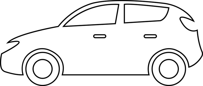 recommend clip art: Car icon. The car style vector. Side view black line isolated on transparent background. Transportation symbol, traffic sign, travel element for website and app