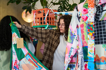 Young woman shopping in quirky vintage store