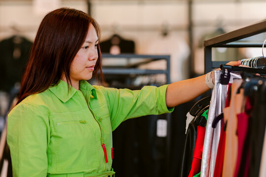 Woman shopping for clothes in a boutique