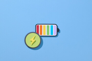 battery power level isolated icon paper cut style