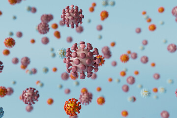 3D Render of Airborne Viruses